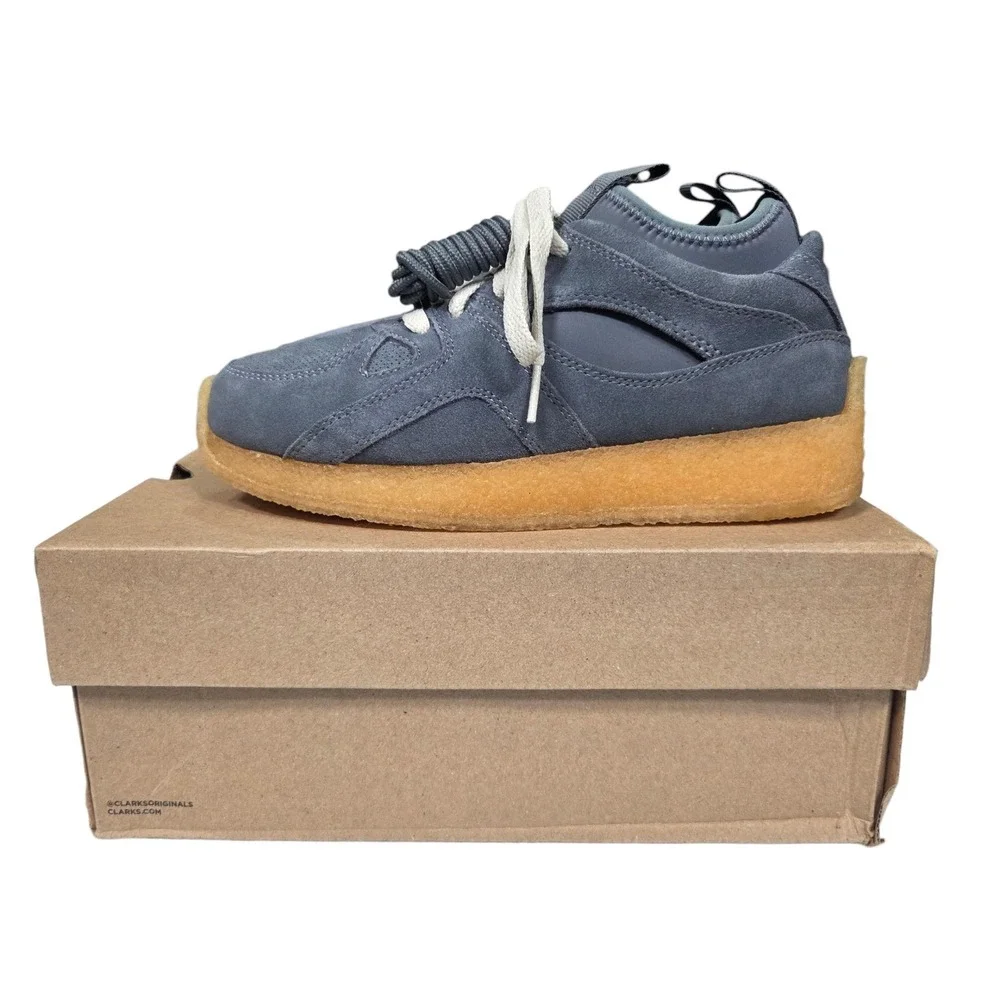Clarks Breacon Sneakers Mens 5 Blue Grey Suede Crepe Sole 26166763 Low Top Shoes